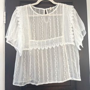 *Sold* White sheer lacy top by En Crème